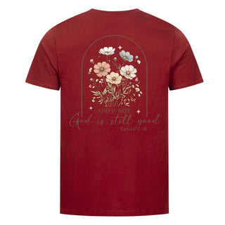 God is still good vintage Shirt Backprint Detailansicht, Mountain Movers christliche Streetwear