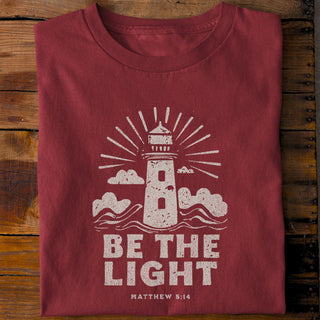 Be the light Retro Shirt Detailansicht, Mountain Movers christliche Streetwear