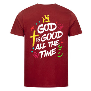 God is good Shirt Backprint Detailansicht, Mountain Movers christliche Streetwear