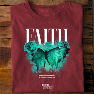 Faith Streetwear Front T-Shirt Detailansicht, Mountain Movers christliche Streetwear