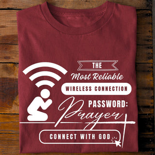Prayer WiFi Shirt Detailansicht, Mountain Movers christliche Streetwear