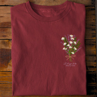 Let all that you do be done in Love (Flower) Shirt Detailansicht, Mountain Movers christliche Streetwear