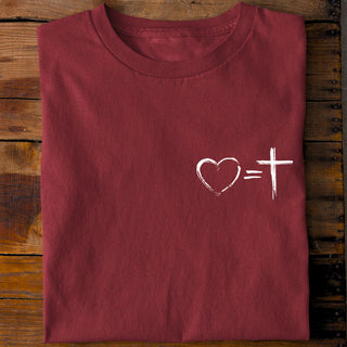Love equals Cross T-Shirt Rückansicht, Mountain Movers