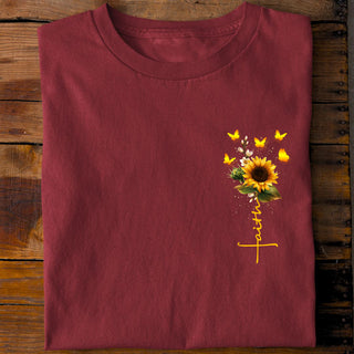 Faith Sunflower Shirt Detailansicht, Mountain Movers christliche Streetwear