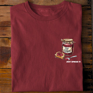 Just spread it (Gospel) Shirt Detailansicht, Mountain Movers christliche Streetwear