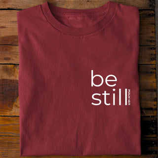 Be Still Psalm 46:11 Shirt Detailansicht, Mountain Movers christliche Streetwear