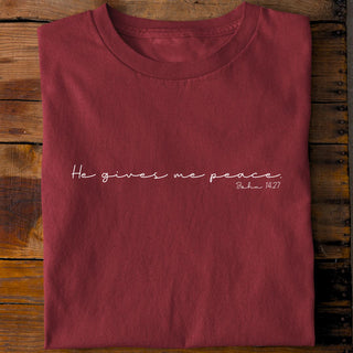 He gives Peace Shirt Detailansicht, Mountain Movers christliche Streetwear