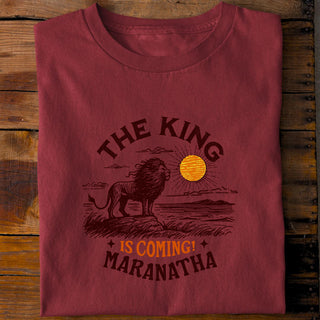 The King is coming Shirt Detailansicht, Mountain Movers christliche Streetwear