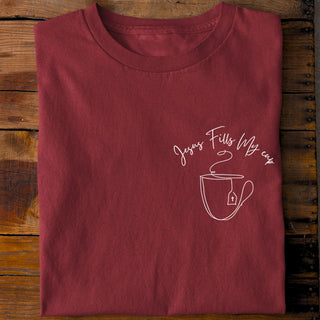 Jesus fills my Cup Shirt Detailansicht, Mountain Movers christliche Streetwear