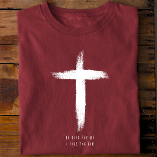He Died Shirt Detailansicht, Mountain Movers christliche Streetwear