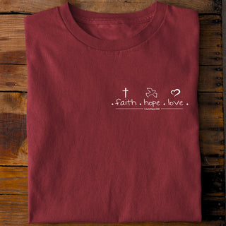 Faith Hope Love T-Shirt weiß, Mountain Movers christliche Streetwear