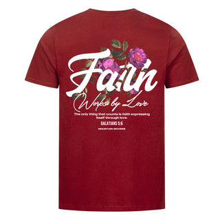 Faith Work By love Shirt Backprint Detailansicht, Mountain Movers christliche Streetwear