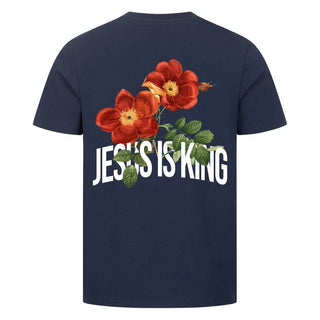 Jesus is King Flower Shirt Backprint Detailansicht, Mountain Movers christliche Streetwear