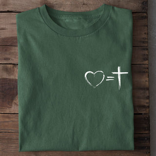 Love Cross Shirt Detail, Mountain Movers christlicher Print