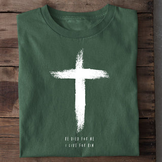 He Died Shirt Detailansicht, Mountain Movers christliche Streetwear