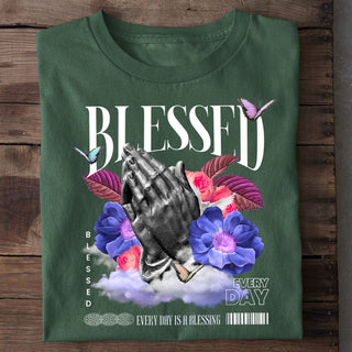 Blessed Front T-Shirt Detailansicht, Mountain Movers christliche Streetwear