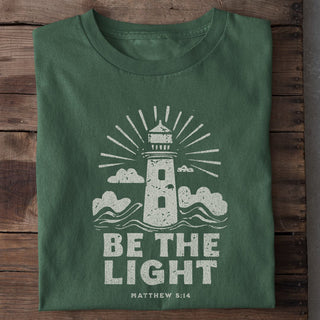 Be the light Retro Shirt Detailansicht, Mountain Movers christliche Streetwear