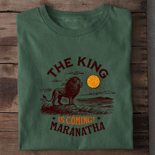 The King is coming Shirt Detailansicht, Mountain Movers christliche Streetwear
