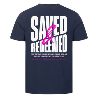 Saved and Redeemed Shirt Backprint Variante, Mountain Movers christliches Design