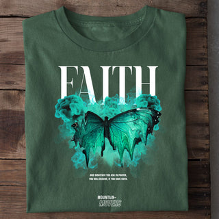 Faith Streetwear Front T-Shirt Detailansicht, Mountain Movers christliche Streetwear
