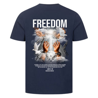 Freedom Shirt Backprint Detailansicht, Mountain Movers christliche Streetwear