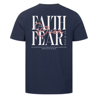 Faith Over Fear Minimalist Shirt Backprint Variante, Mountain Movers christliches Design