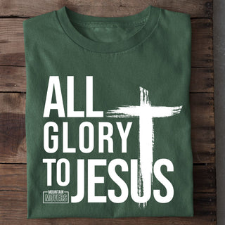 All Glory to Jesus Shirt Detailansicht, Mountain Movers christliche Streetwear