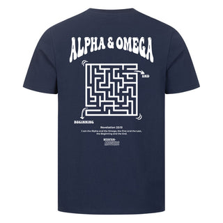 Alpha and Omega Shirt Backprint Detailansicht, Mountain Movers christliche Streetwear