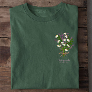 Let all that you do be done in Love (Flower) Shirt Detailansicht, Mountain Movers christliche Streetwear