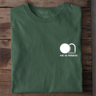 He is Risen Shirt Detailansicht, Mountain Movers christliche Streetwear