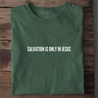 Salvation in Jesus Shirt Detailansicht, Mountain Movers christliche Streetwear
