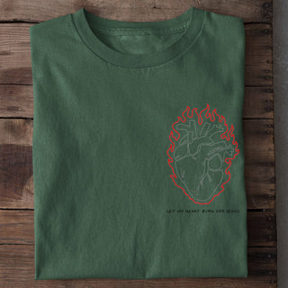 Let my Heart burn for Jesus Shirt Detailansicht, Mountain Movers christliche Streetwear