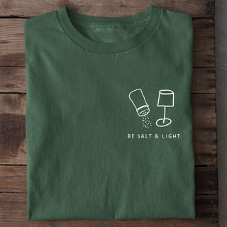 Salt & Light Minimalistic Shirt Detailansicht, Mountain Movers christliche Streetwear