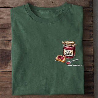Just spread it (Gospel) Shirt Detailansicht, Mountain Movers christliche Streetwear