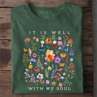 It is Well (Flowers) Shirt Detailansicht, Mountain Movers christliche Streetwear