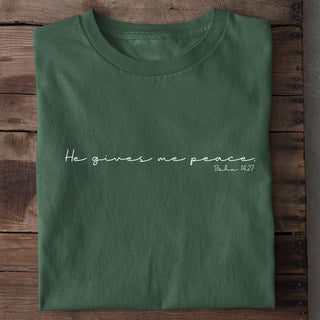 He gives Peace Shirt Detailansicht, Mountain Movers christliche Streetwear
