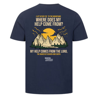 Help comes Shirt Backprint Detailansicht, Mountain Movers christliche Streetwear