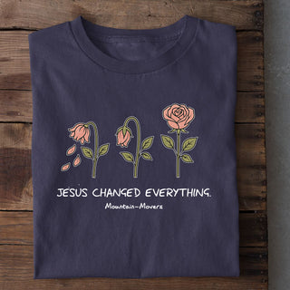 JESUS CHANGED EVERYTHING Shirt Detailansicht, Mountain Movers christliche Streetwear