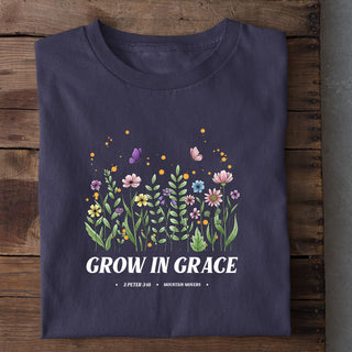 Grow in Grace Shirt Detailansicht, Mountain Movers christliche Streetwear