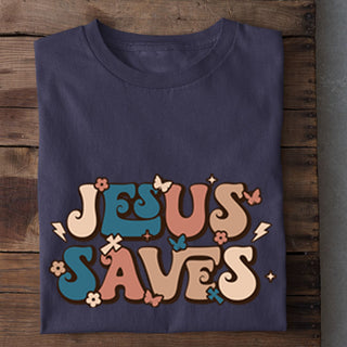 Jesus saves Shirt Detailansicht, Mountain Movers christliche Streetwear