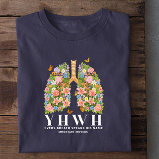 YHWH BREATH Shirt Detailansicht, Mountain Movers christliche Streetwear