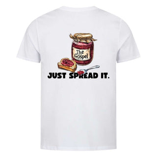 Just spread it (Gospel) Shirt BackPrint Detailansicht, Mountain Movers christliche Streetwear