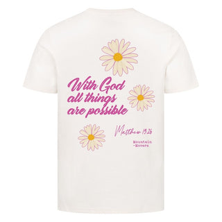 With God Flower Shirt Detailansicht, Mountain Movers christliche Streetwear