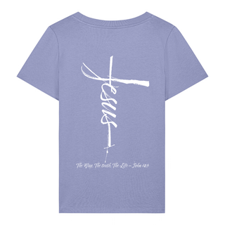 Jesus Cross Frauen T-Shirt BackPrint, Nahaufnahme