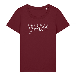 Saved by grace Frauen T-Shirt, getragen