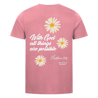 With God Flower Shirt Detailansicht, Mountain Movers christliche Streetwear