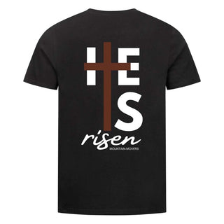 He is risen cross Shirt BackPrint Variante, Mountain Movers christliches Design