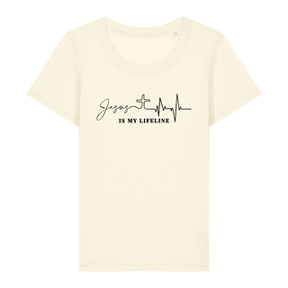 Jesus is my lifeline Frauen T-Shirt, Detailansicht