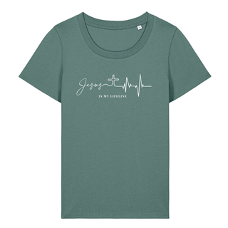 Jesus is my lifeline Frauen T-Shirt, Nahaufnahme