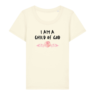 Child of God Frauen T-Shirt Detailansicht, Mountain Movers christliche Streetwear